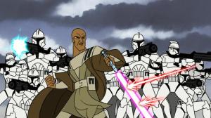 Mace-Windu-shielding-clone-troopers-on-Dantooine